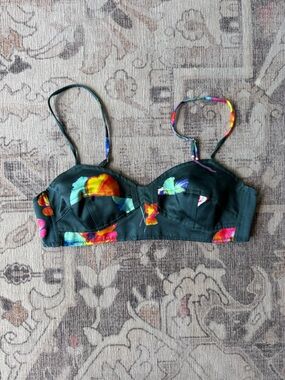 Marc Jacobs Dark Green Bandeau with Pink Floral Accent